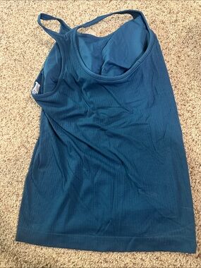 Women’s Ribbed Tank Top built in bra- Teal Blue